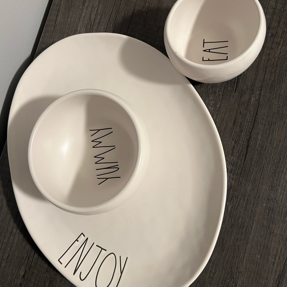 Rae Dunn Cream Rounded Serving Plates